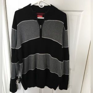 Izod Black and Gray Long Sleeve Half Zipper Sweater Size XL